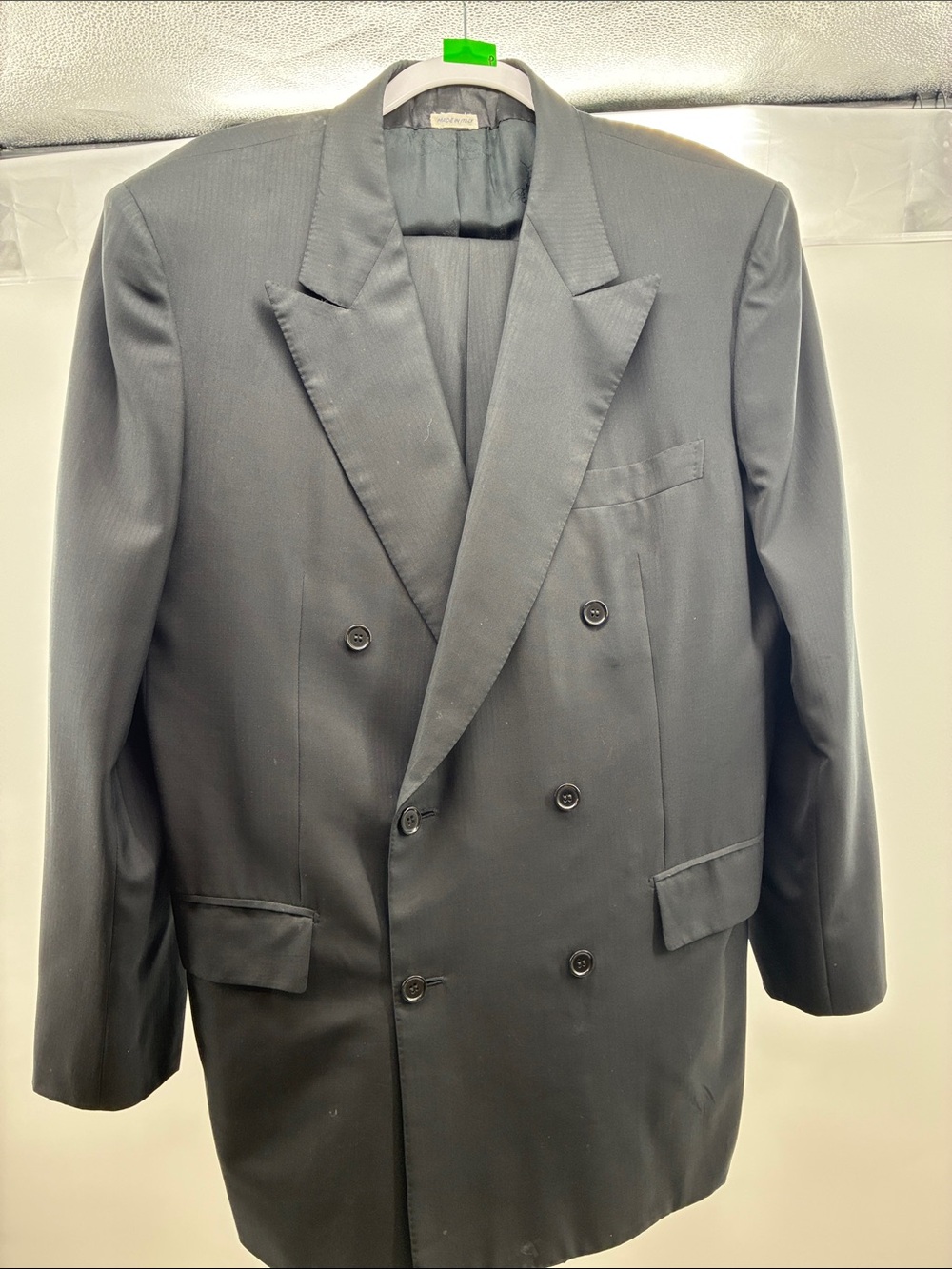 Men's Double-Breasted Black Suit Blazer by Battaglia